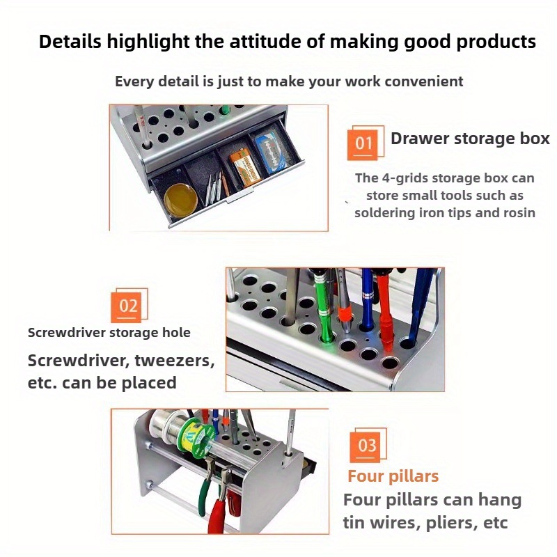 데스크탑 수리 도구 정리함 (서랍, 드라이버 홀더, 납 - Electronics Repair Bench 리뷰 및 가격